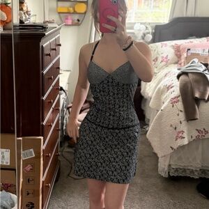 Floral Black and Gray Women's Dress